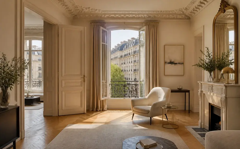 Salon parisien baigne de lumiere